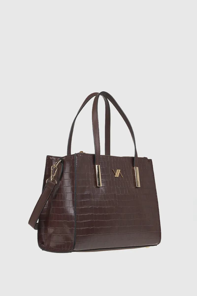 VERDE FASHION | Borsa tote in ecopelle effetto coccodrillo - 4