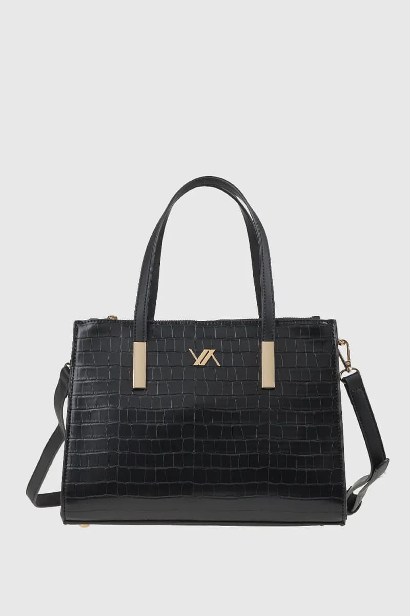 VERDE FASHION | Borsa tote in ecopelle effetto coccodrillo - 5