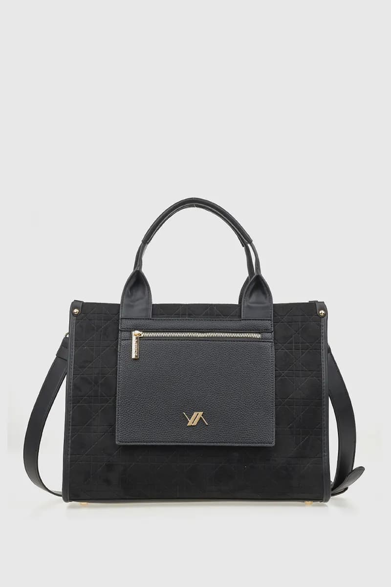 VERDE FASHION | Borsa tote in ecopelle scamosciata effetto trapuntato - 1