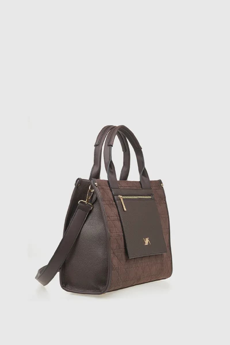 VERDE FASHION | Borsa tote in ecopelle scamosciata effetto trapuntato - 7