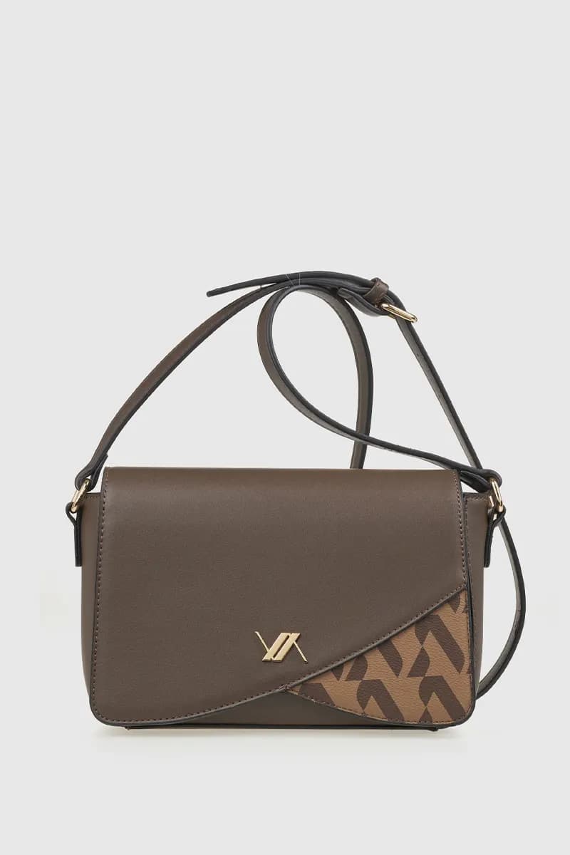 VERDE FASHION | Borsa a tracolla in ecopelle con patta - 5