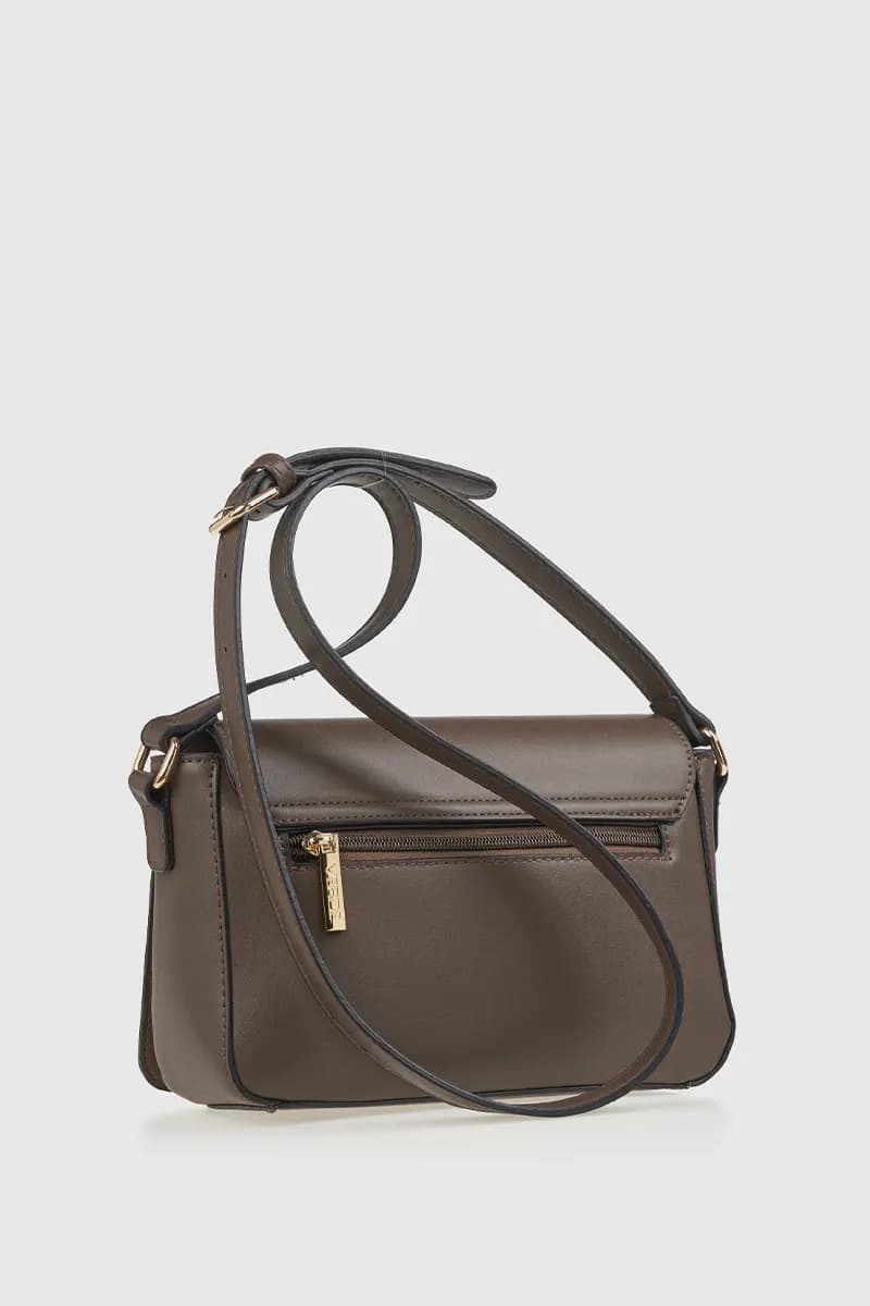 VERDE FASHION | Borsa a tracolla in ecopelle con patta - 6