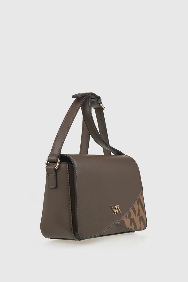 VERDE FASHION | Borsa a tracolla in ecopelle con patta - 8
