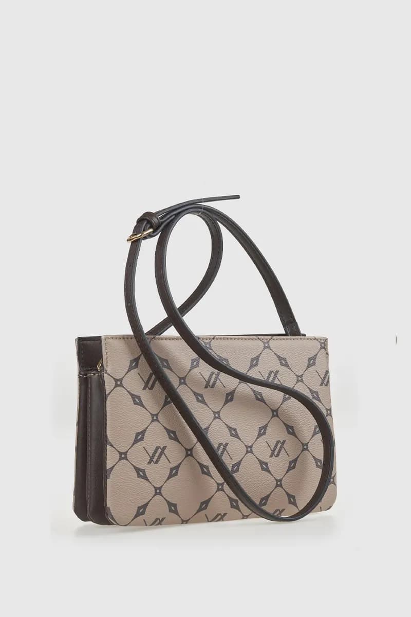 VERDE FASHION | Borsa a tracolla con stampa geometrica logo - 2