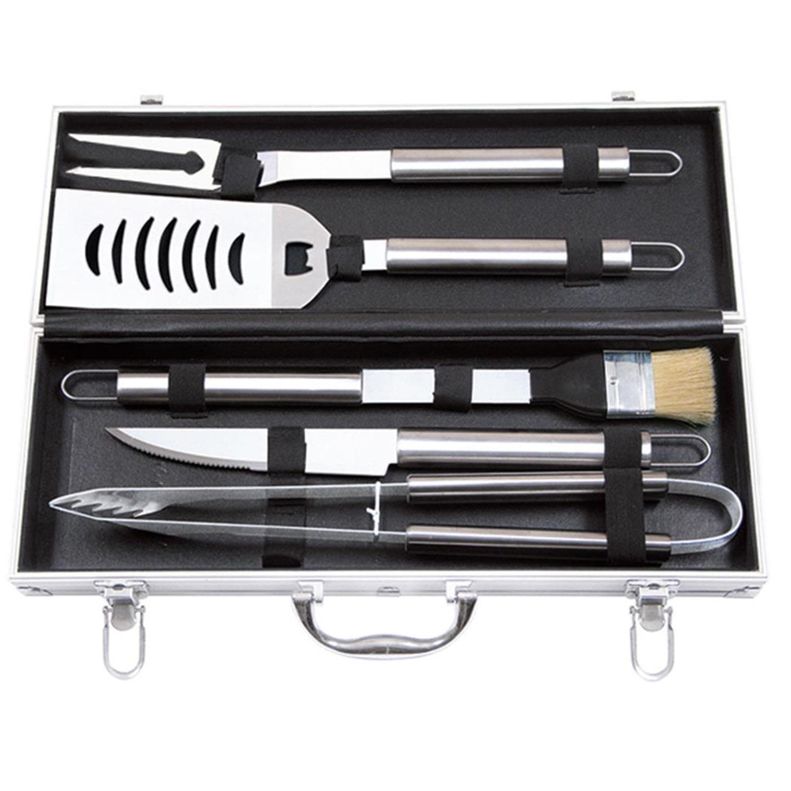 Valigetta per barbecue accessori per BBQ in alluminio acciaio inox grigliata brace griglia - 8