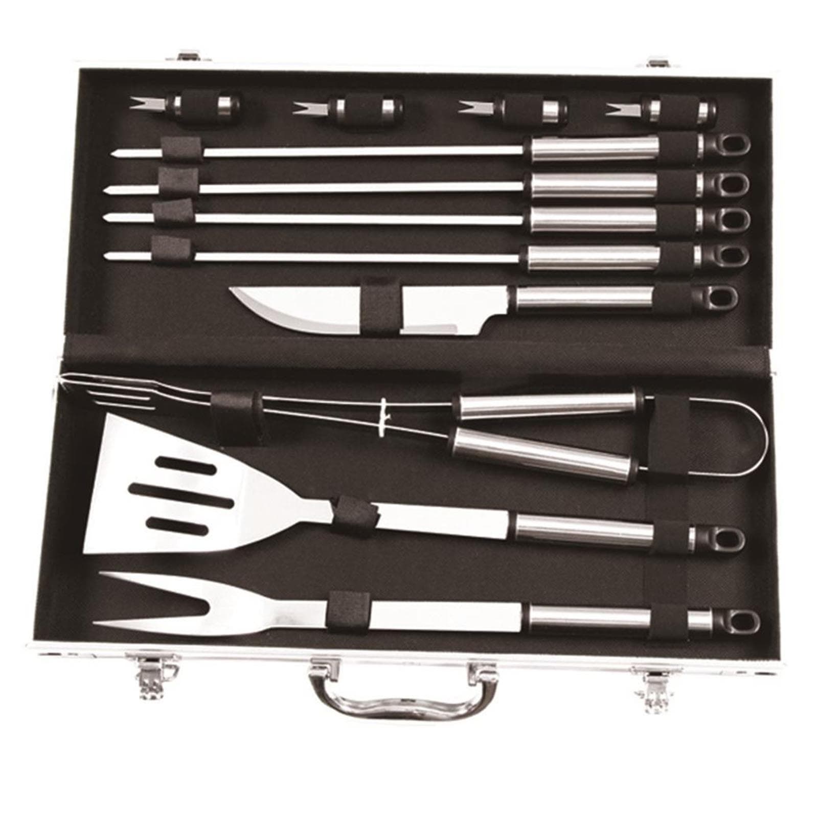 Valigetta per barbecue accessori per BBQ in alluminio acciaio inox grigliata brace griglia - 9