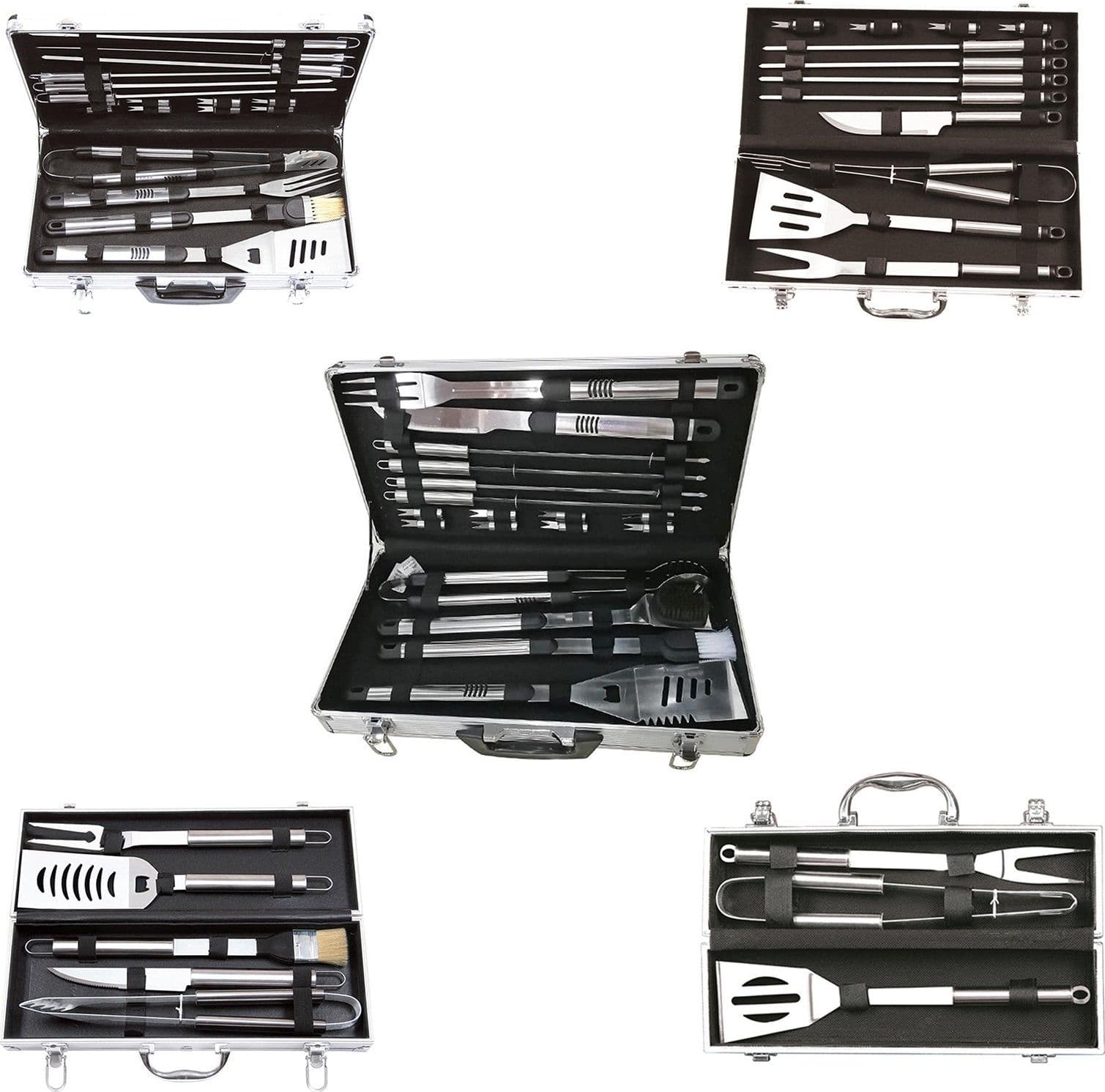 Valigetta per barbecue accessori per BBQ in alluminio acciaio inox grigliata brace griglia - 2
