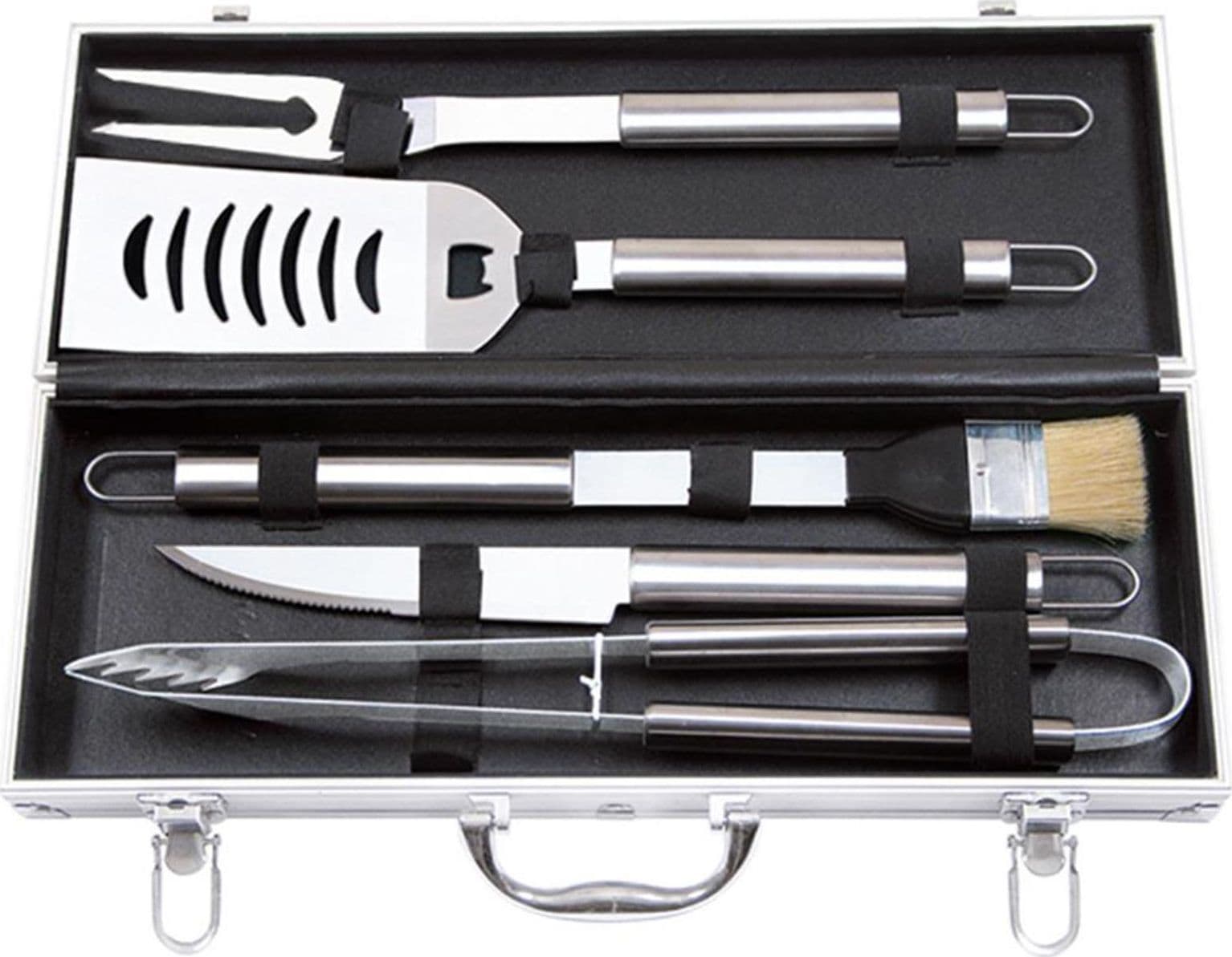 Valigetta per barbecue accessori per BBQ in alluminio acciaio inox grigliata brace griglia - 4