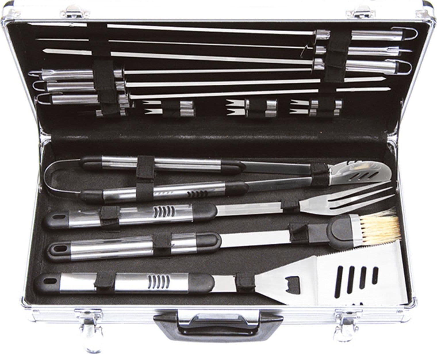 Valigetta per barbecue accessori per BBQ in alluminio acciaio inox grigliata brace griglia - 6