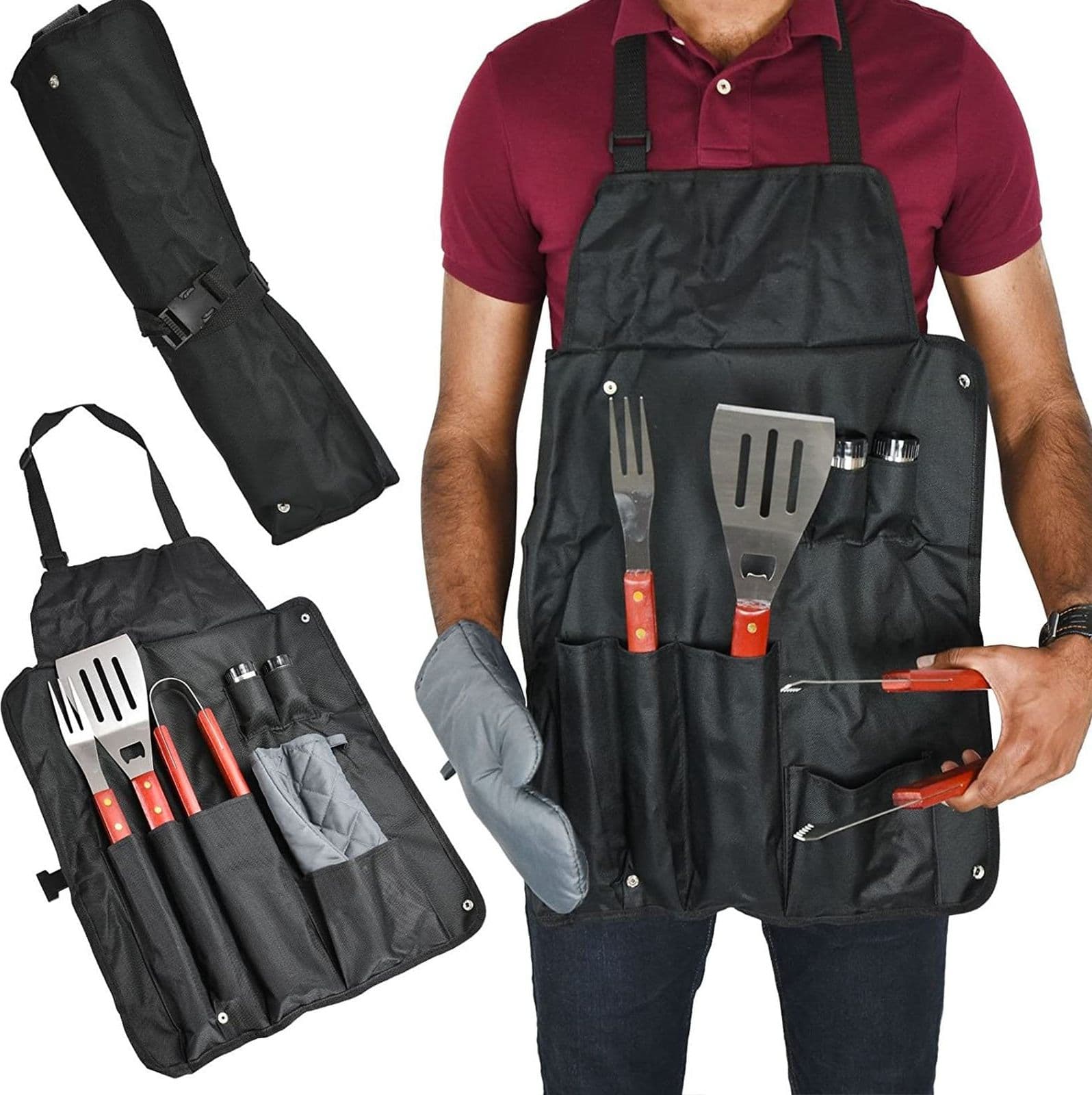 Grembiule da barbecue con accessori per grigliata con piza e paletta - 2