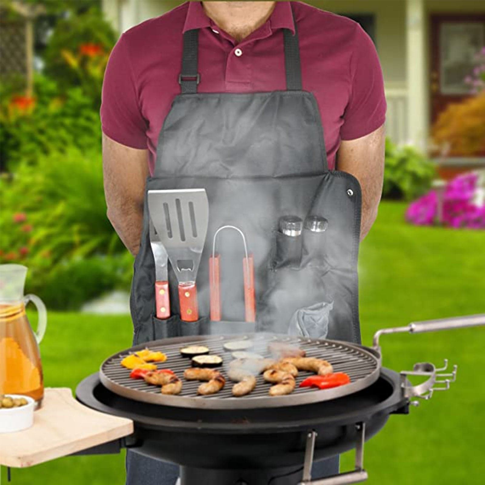Grembiule da barbecue con accessori per grigliata con piza e paletta - 6