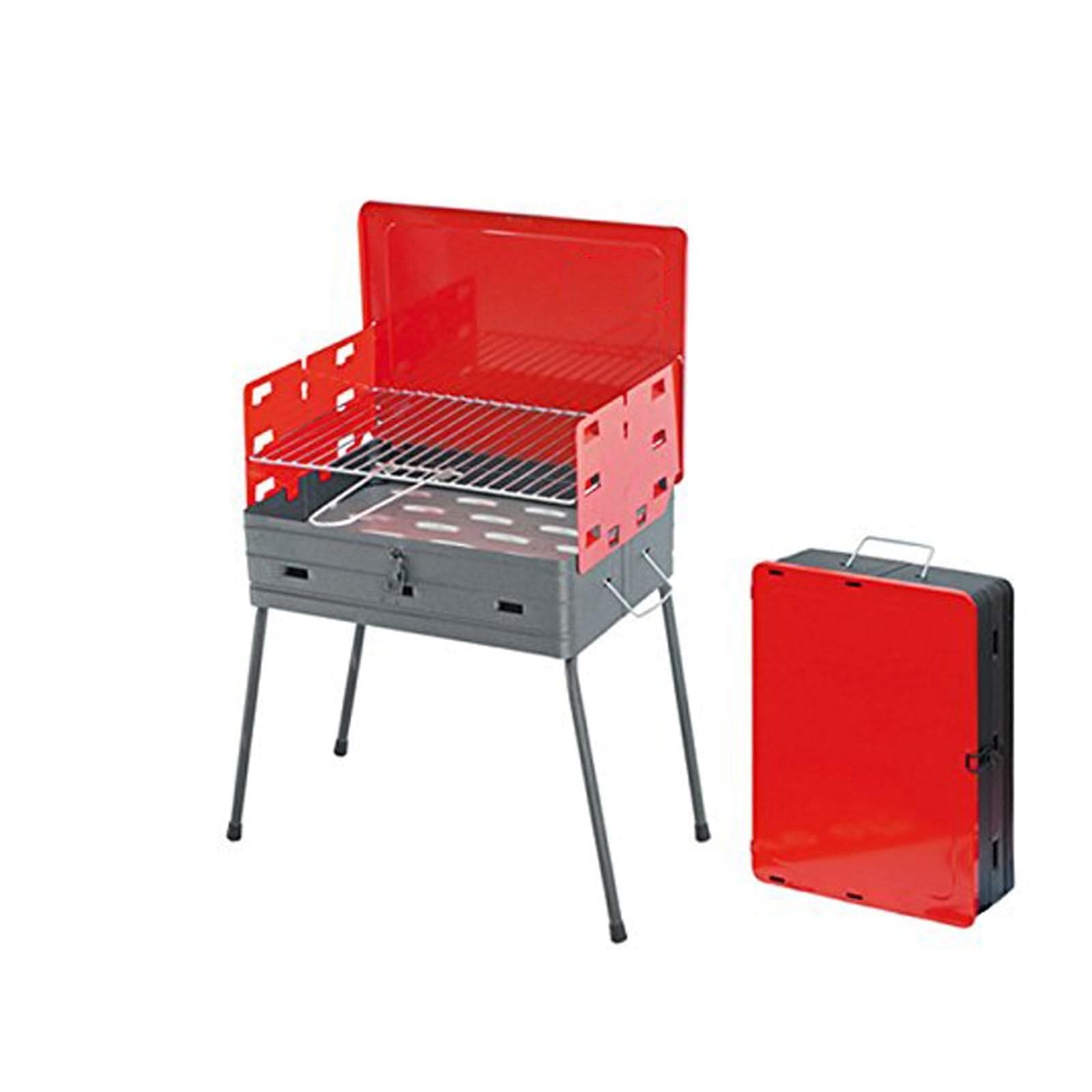 Fornello barbecue richiudibile a valigetta con griglia in acciaio cromato "Made in Italy" - 4