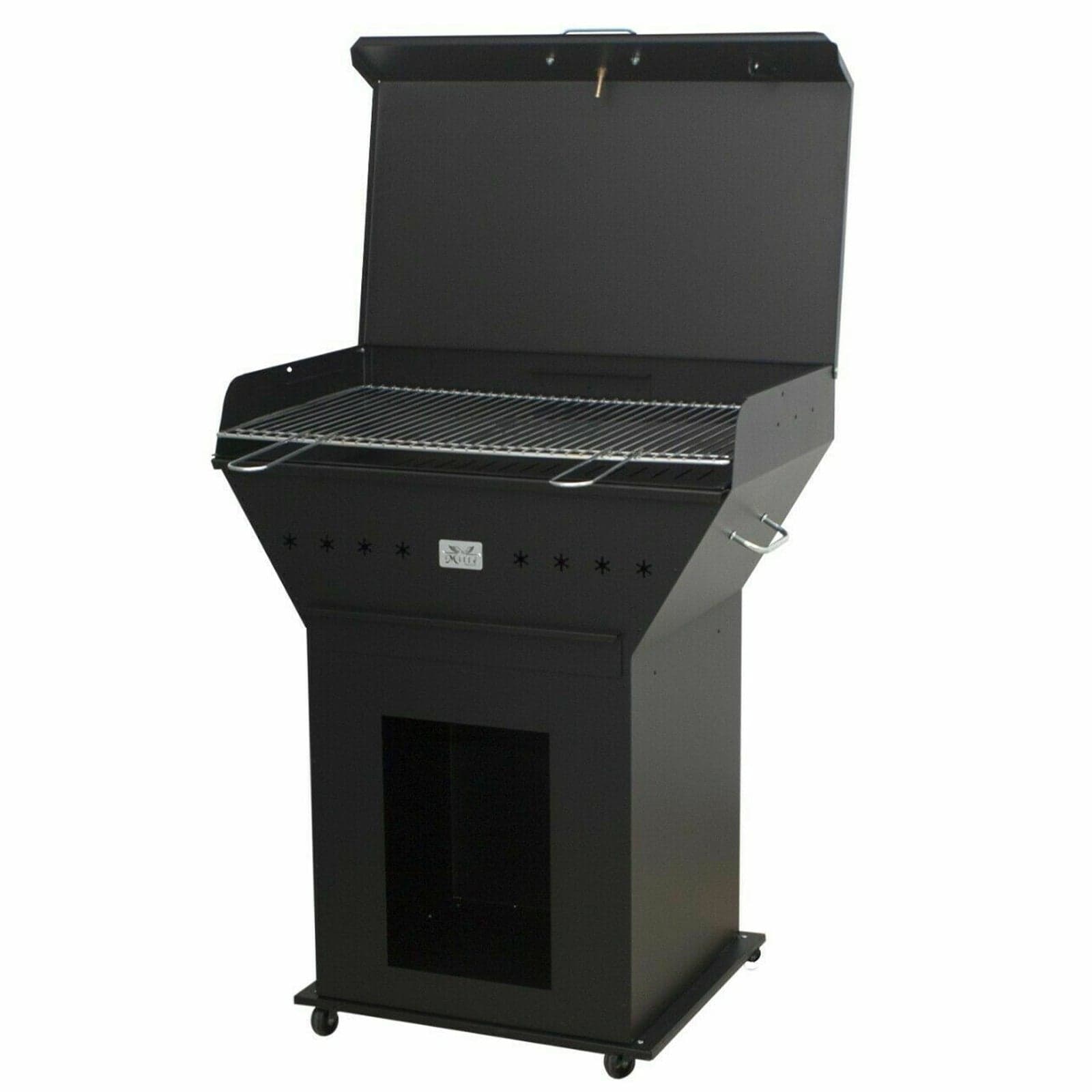 Barbecue a carbone in ferro "Spartaco" con rotelle e coperchio - 3