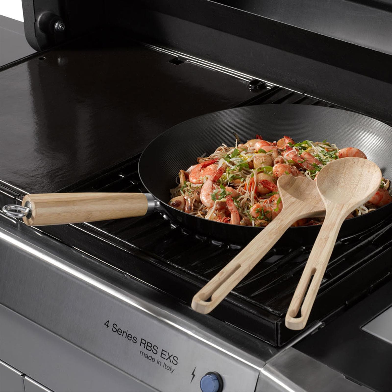 Wok pentola per barbecue spaghetti pasta in ghisa antiaderente culinary modular - 2