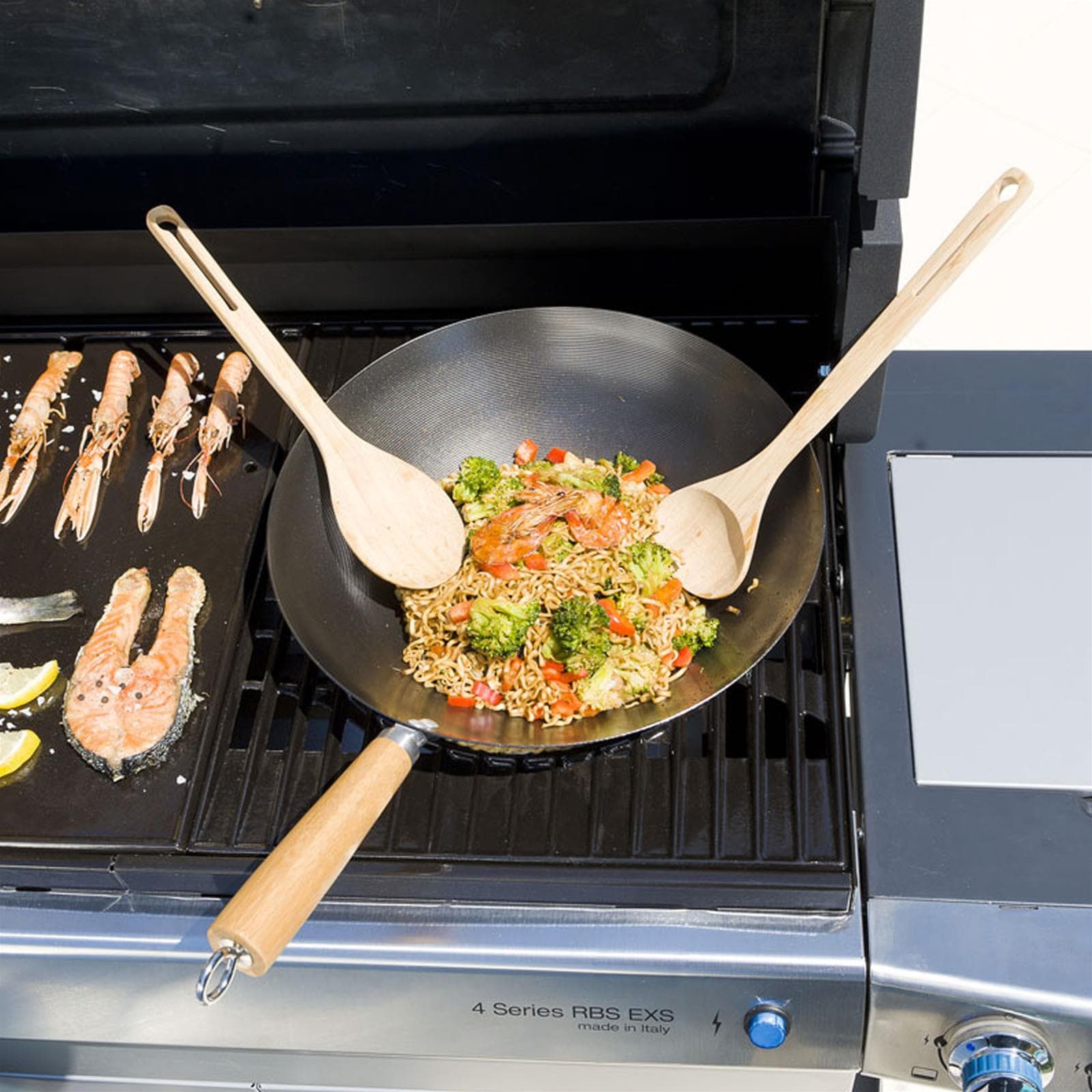 Wok pentola per barbecue spaghetti pasta in ghisa antiaderente culinary modular - 3