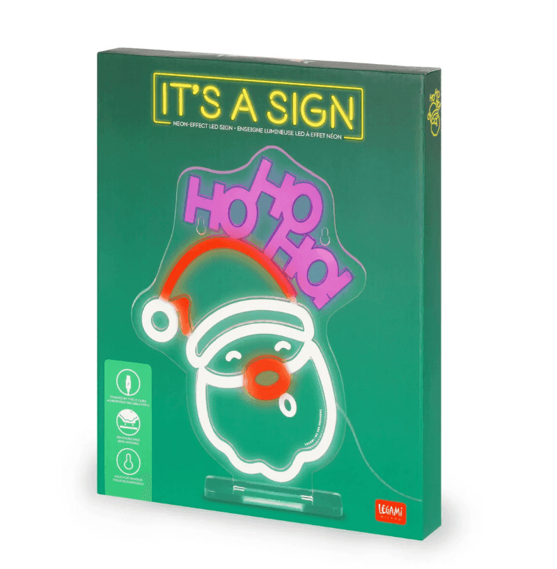 Legami - Lampada Decorativa Natalizia da Tavolo a Led Effetto Neon a forma di Babbo Natale (NEL0002) - 4