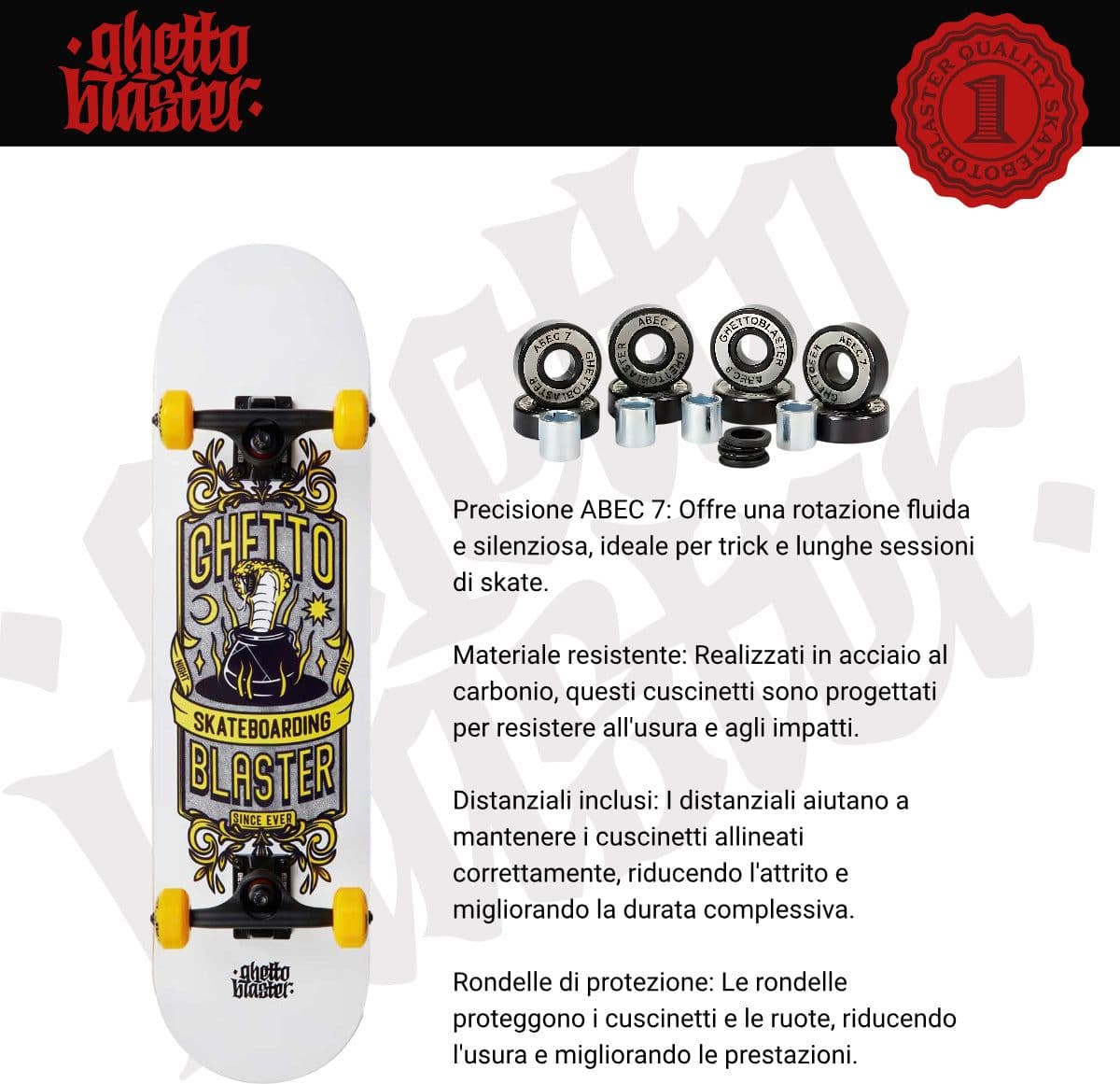 Skateboard Ghettoblaster per iniziare Kobra  Yellow 8.0" - 5