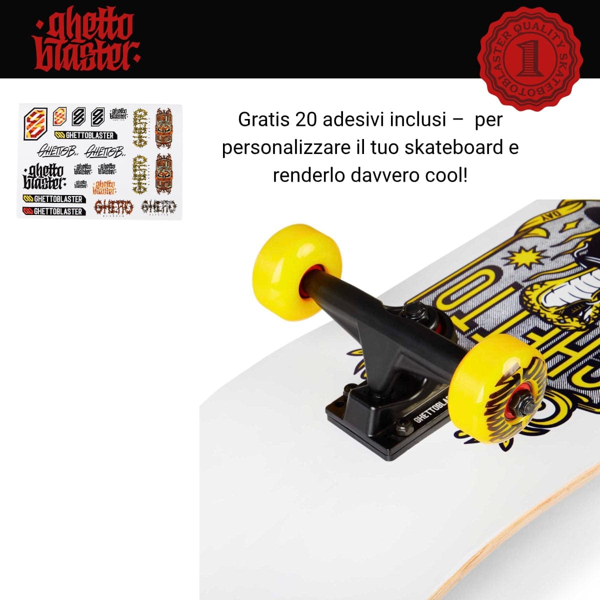 Skateboard Ghettoblaster per iniziare Kobra  Yellow 8.0" - 6