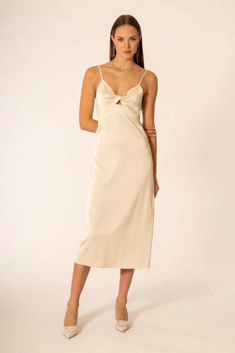 Abito midi sottoveste con accessorio schiena | NO-NA' - 4