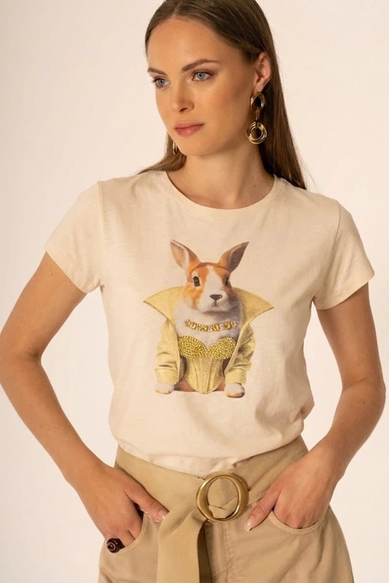 T-shirt stampata Bunny in cotone | NO-NA'