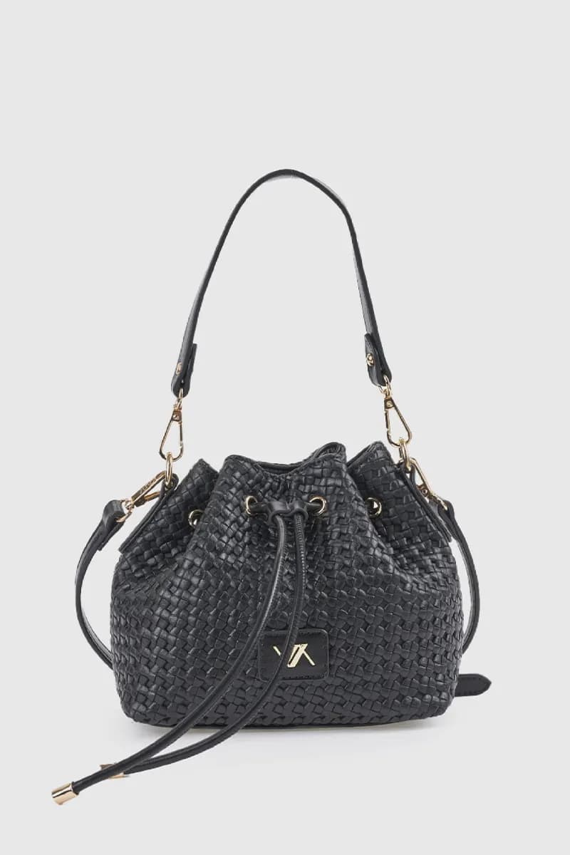 Borsa a secchiello in ecopelle effetto rafia | Verde Fashion - 21