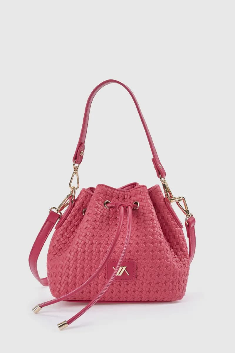 Borsa a secchiello in ecopelle effetto rafia | Verde Fashion - 18