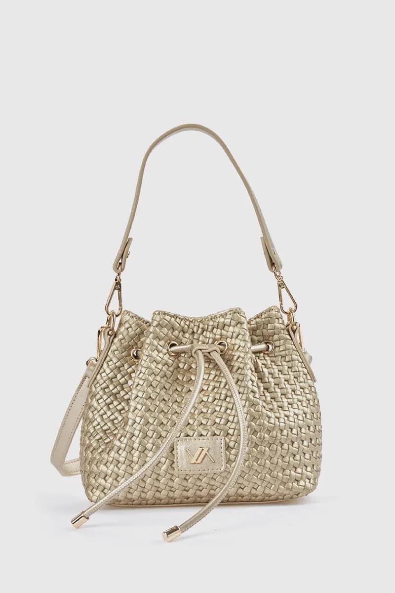 Borsa a secchiello in ecopelle effetto rafia | Verde Fashion - 17