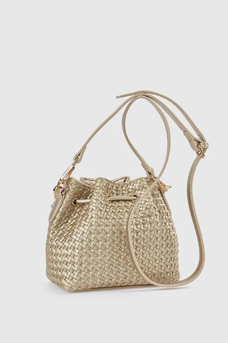 Borsa a secchiello in ecopelle effetto rafia | Verde Fashion - 14
