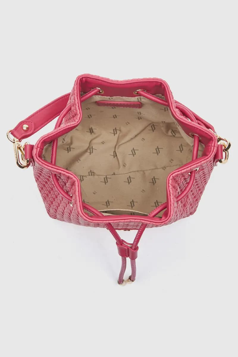 Borsa a secchiello in ecopelle effetto rafia | Verde Fashion - 3