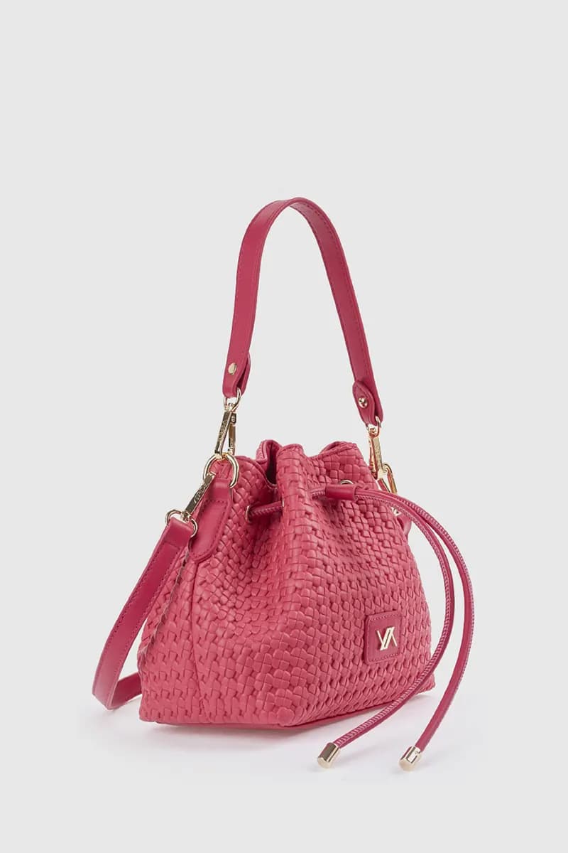 Borsa a secchiello in ecopelle effetto rafia | Verde Fashion - 4