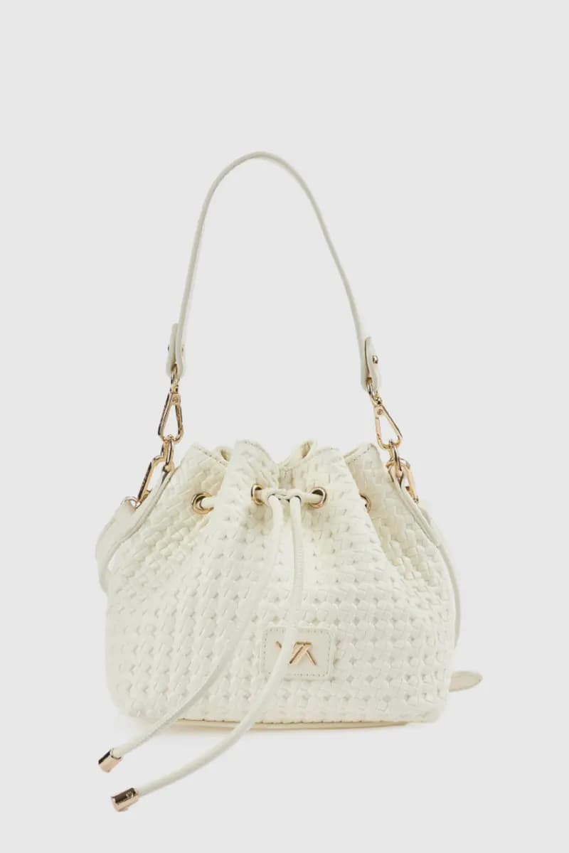 Borsa a secchiello in ecopelle effetto rafia | Verde Fashion - 5