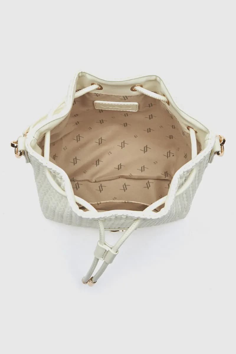 Borsa a secchiello in ecopelle effetto rafia | Verde Fashion - 7