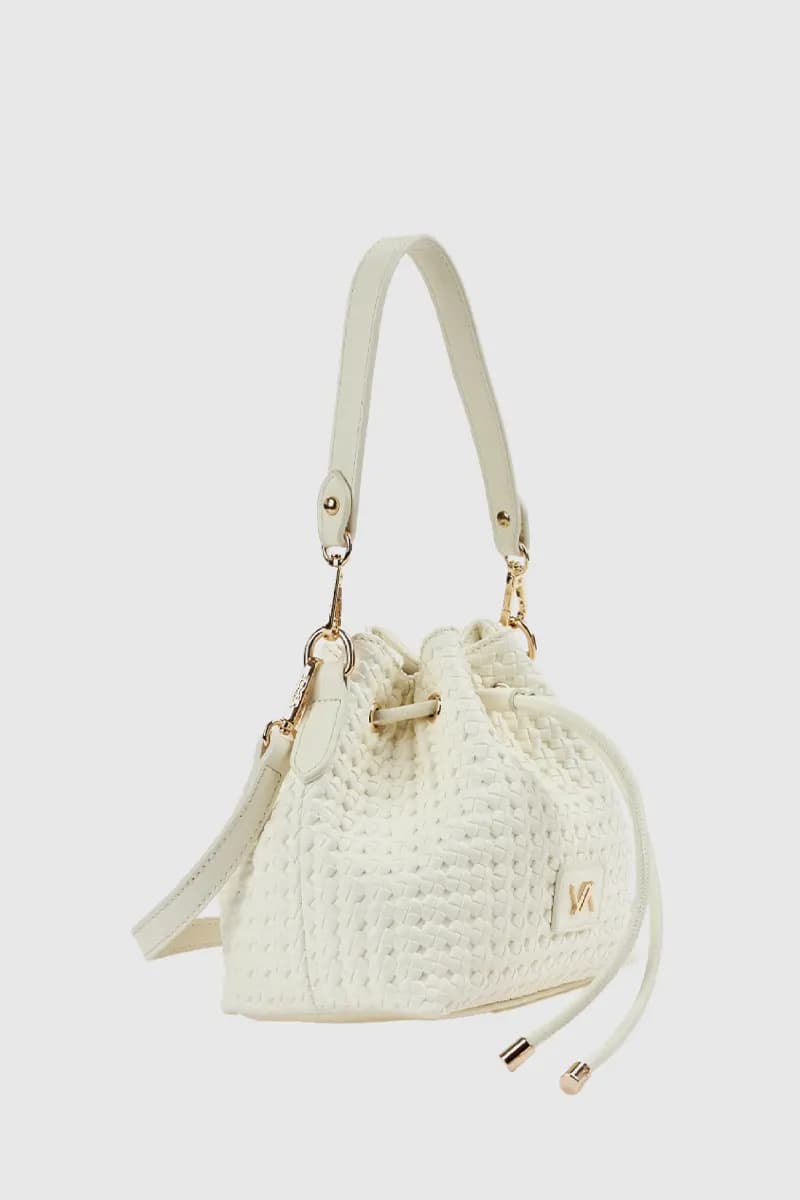Borsa a secchiello in ecopelle effetto rafia | Verde Fashion - 8