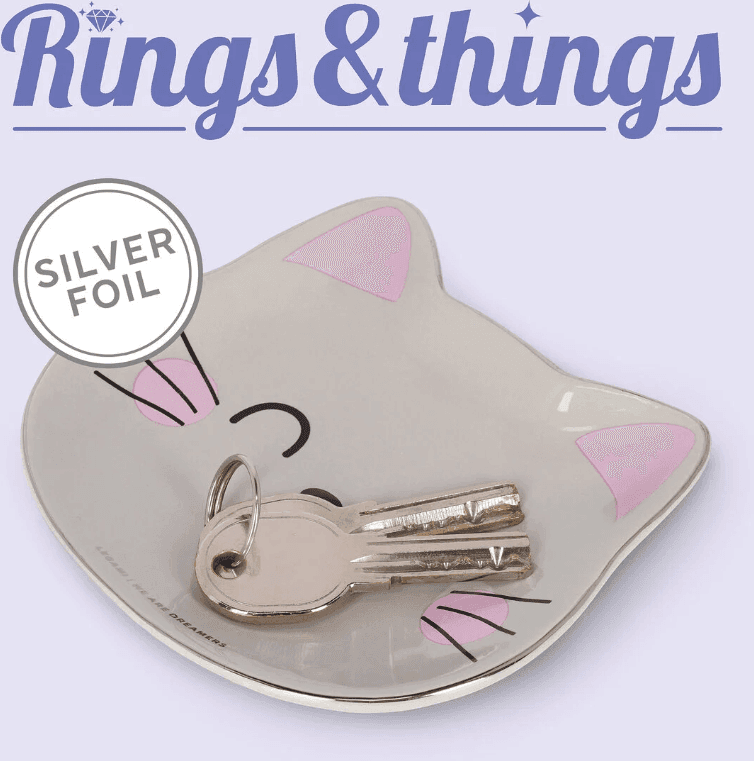 Legami - Piattino in Ceramica Svuotatasche Decorato a Mano - Kitty - Rings & Things (CPL0002) - 2