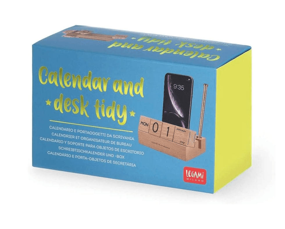 Legami - Calendario e Portaoggetti da Scrivania, 12x6 cm, in Legno di Faggio - 4