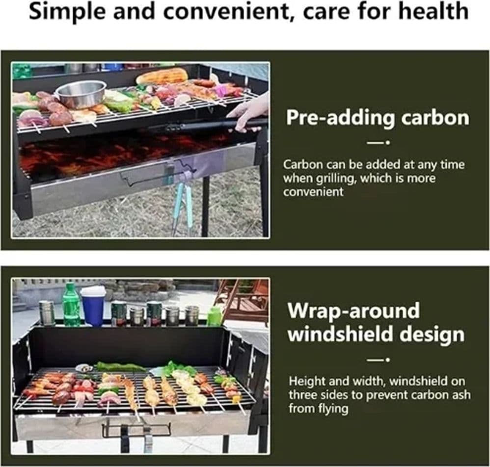 BARBECUE A CARBONE PORTATILE STACCABILE GRIGLIA PER PICNIC GIARDINI CAMPEGGIO FESTE 638960 - 3