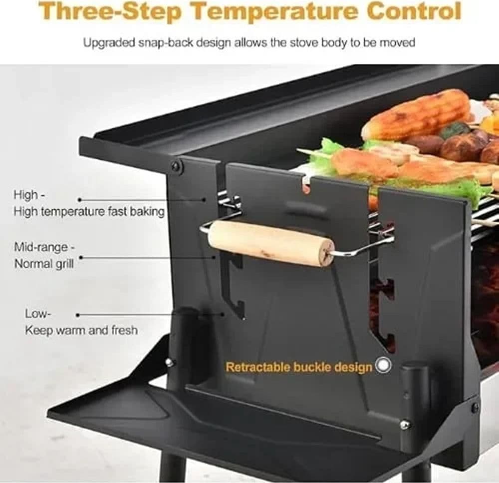 BARBECUE A CARBONE PORTATILE STACCABILE GRIGLIA PER PICNIC GIARDINI CAMPEGGIO FESTE 638960 - 4