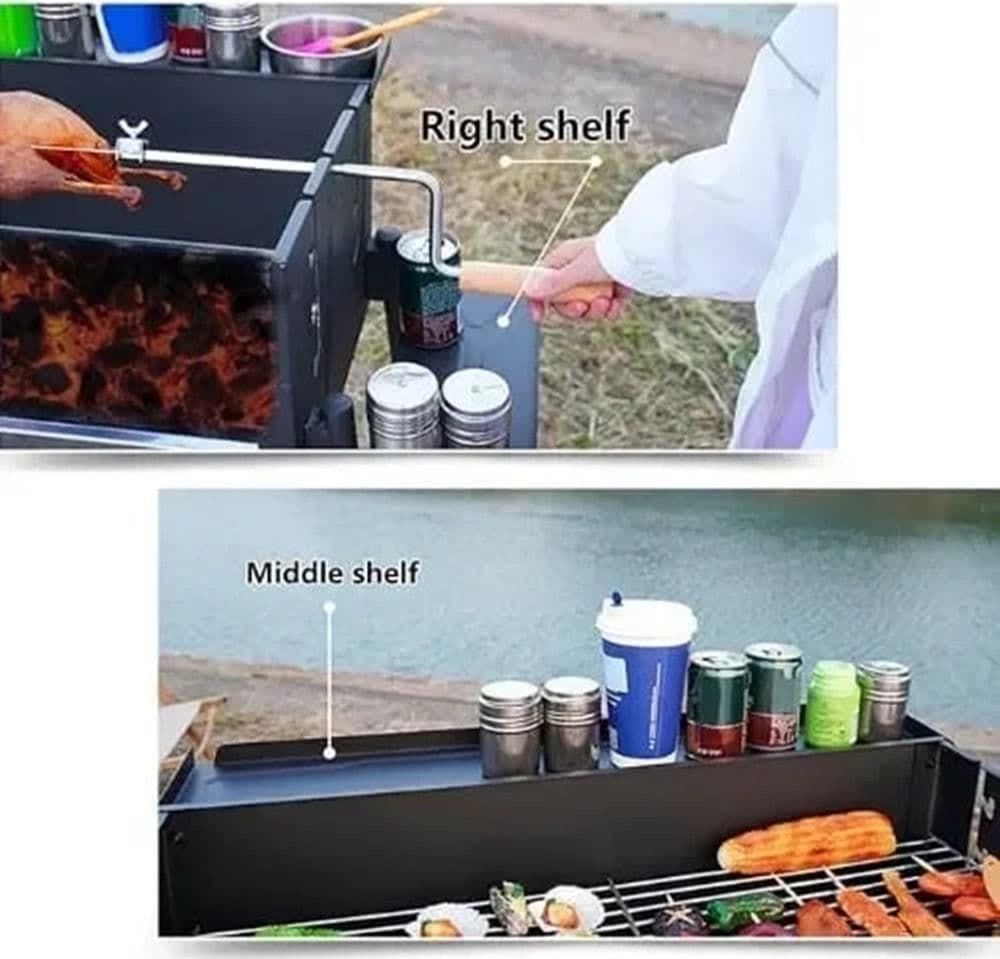 BARBECUE A CARBONE PORTATILE STACCABILE GRIGLIA PER PICNIC GIARDINI CAMPEGGIO FESTE 638960 - 5