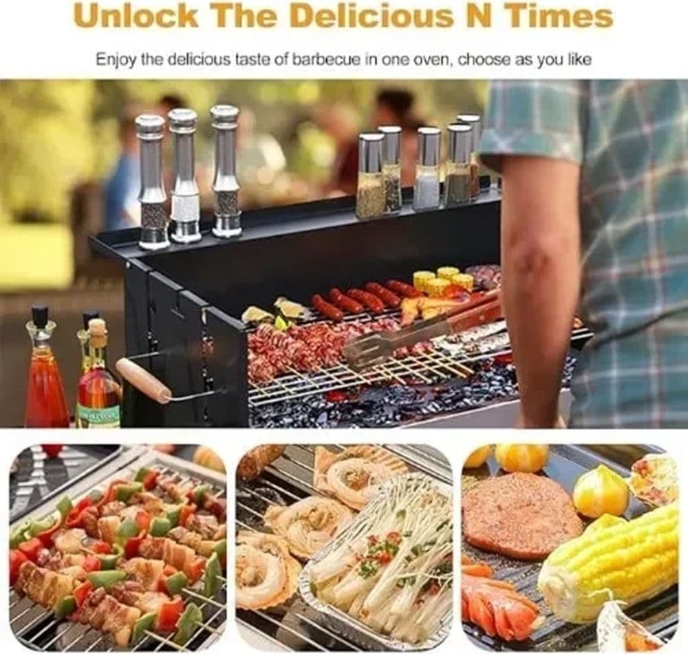 BARBECUE A CARBONE PORTATILE STACCABILE GRIGLIA PER PICNIC GIARDINI CAMPEGGIO FESTE 638960 - 7