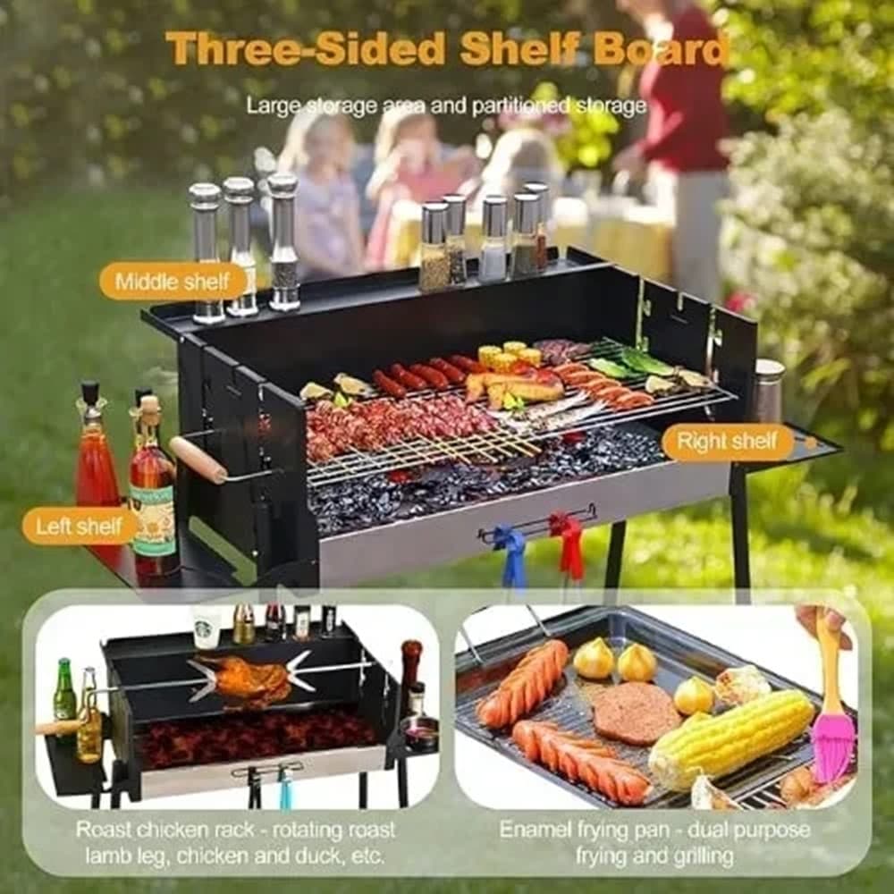 BARBECUE A CARBONE PORTATILE STACCABILE GRIGLIA PER PICNIC GIARDINI CAMPEGGIO FESTE 638960 - 8