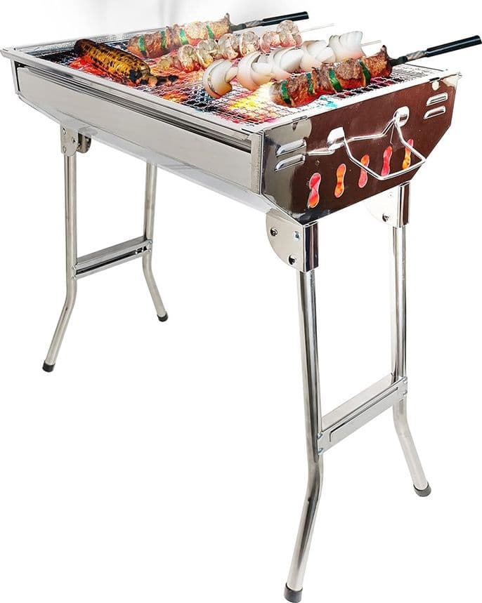 BARBECUE A CARBONE PIEGHEVOLE IN ACCIAIO SUPPORTO PER PICNIC CAMPEGGIO AUTOPORTANTE 638961 - 3