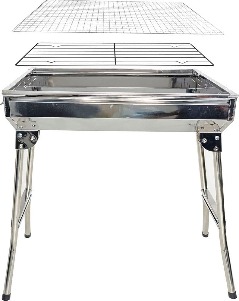 BARBECUE A CARBONE PIEGHEVOLE IN ACCIAIO SUPPORTO PER PICNIC CAMPEGGIO AUTOPORTANTE 638961 - 4