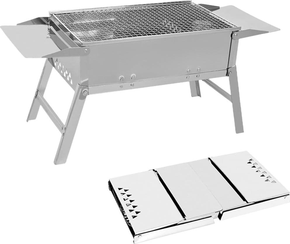 BARBECUE GRIGLIA IN ACCIAIO PIEGHEVOLE PER PICNIC CAMPEGGIO A CARBONE PORTATILE 638963 - 4
