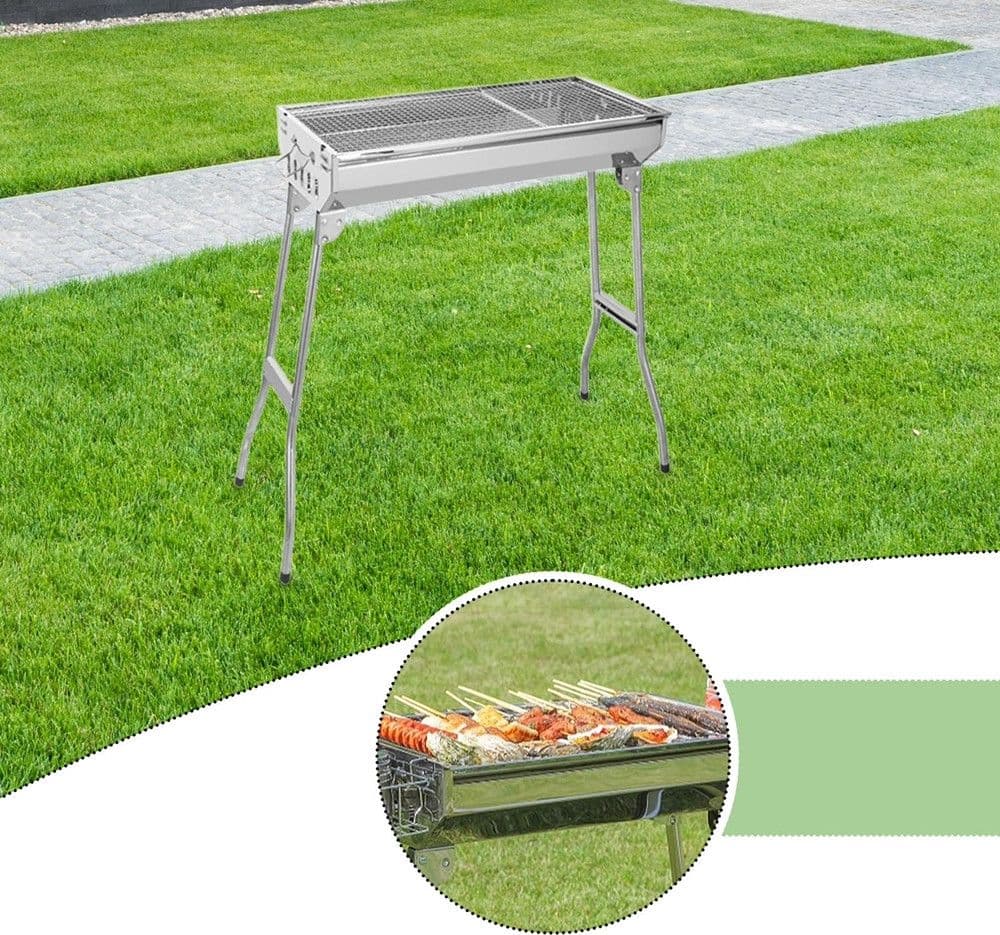 BARBECUE GRILL PORTATILE PIEGHEVOLE A CARBONE CAMPEGGIO ESCURSIONI PICNIC GIARDINO 638964 - 2