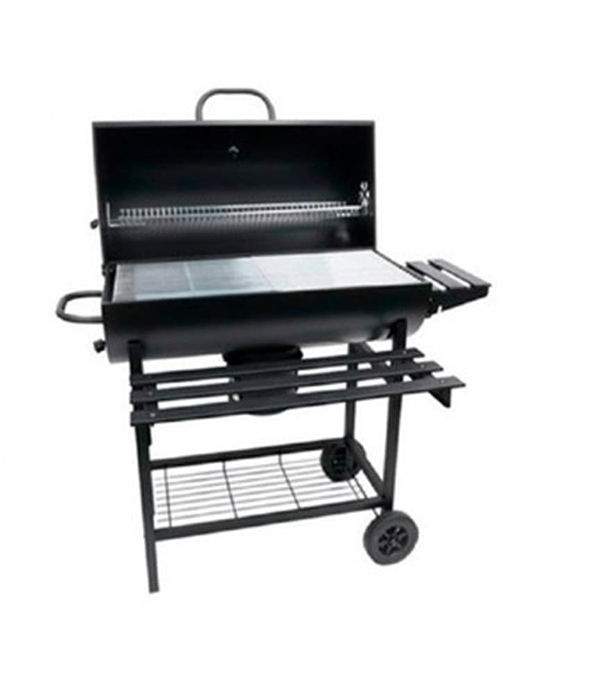 BARBECUE A CARBONE DESIGN A BARILE CON RUOTE TERMOMETRO RIPIANI GRIGLIA ACCIAIO 639868 - 5
