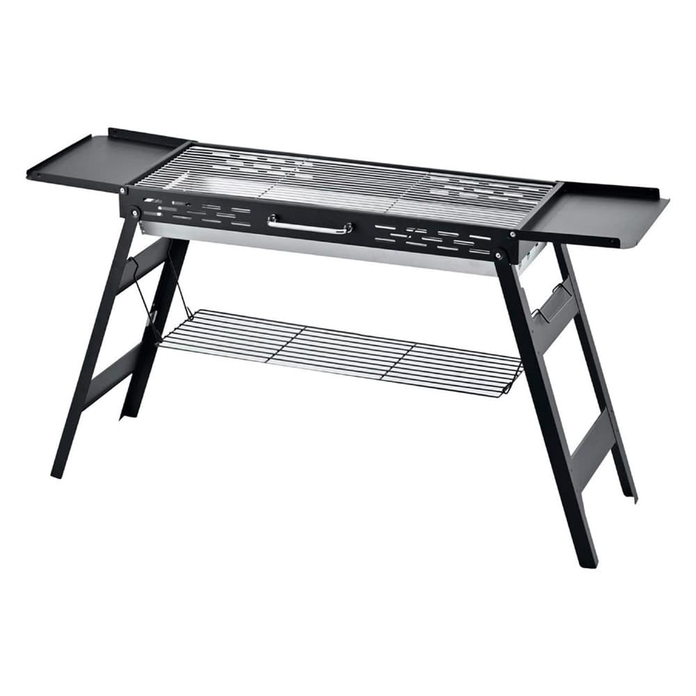 BARBECUE PORTATILE PIEGHEVOLE CAMPEGGIO PICNIC A CARBONE RIPIANI LATERALI GRIGLIA 638969