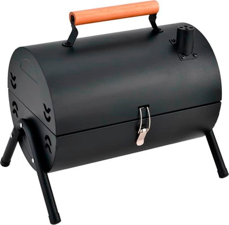 BARBECUE PORTATILE GRIGLIA A CARBONE DESIGN CILINDRICO CON CAMINO MANIGLIA VASSOI 638970