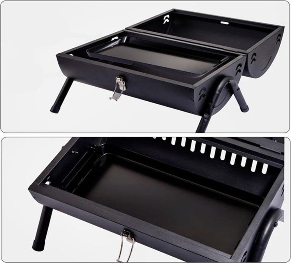BARBECUE PORTATILE GRIGLIA A CARBONE DESIGN CILINDRICO CON CAMINO MANIGLIA VASSOI 638970 - 6