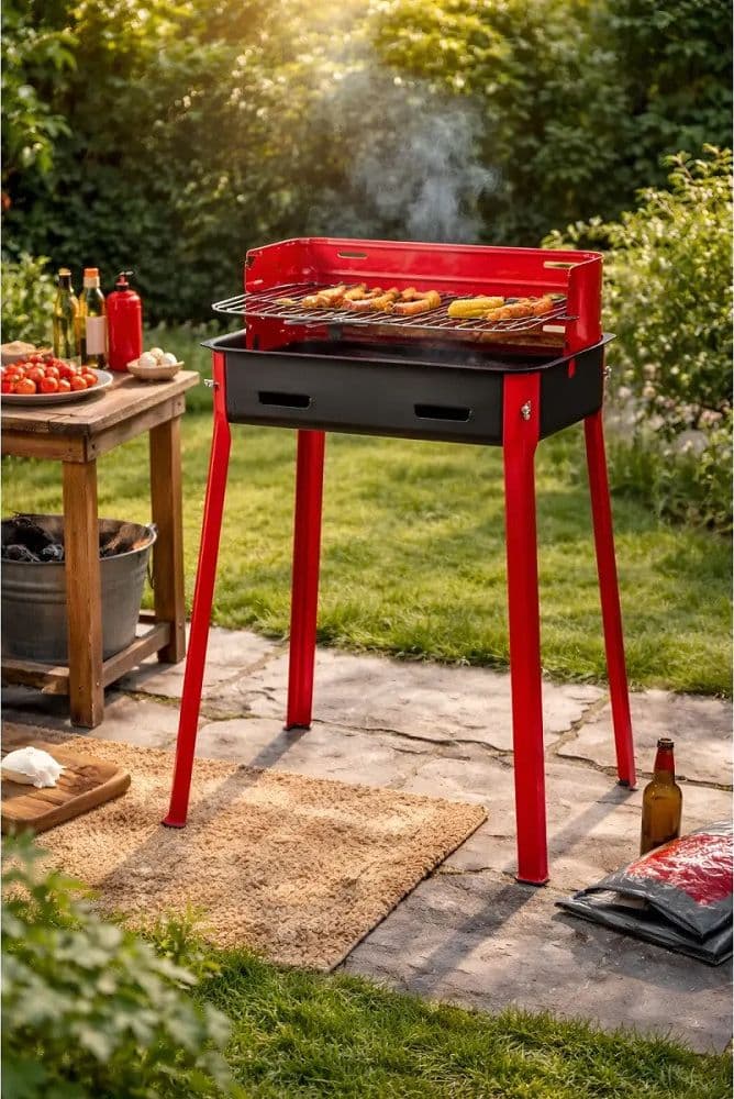 BARBECUE A CARBONELLA IN ACCIAIO PORTATILE GRIGLIA REGOLABILE BBQ DA ESTERNO GIARDINO 003451A - 3