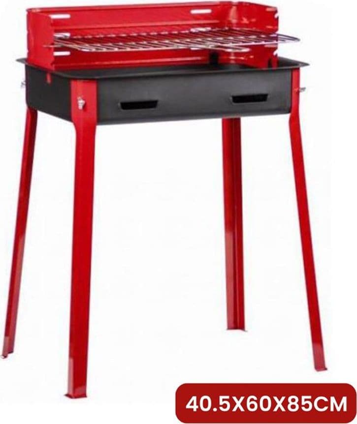 BARBECUE RETTANGOLARE A CARBONELLA CON GRIGLIA REGOLABILE IN ACCIAIO PORTATILE 004601A - 2